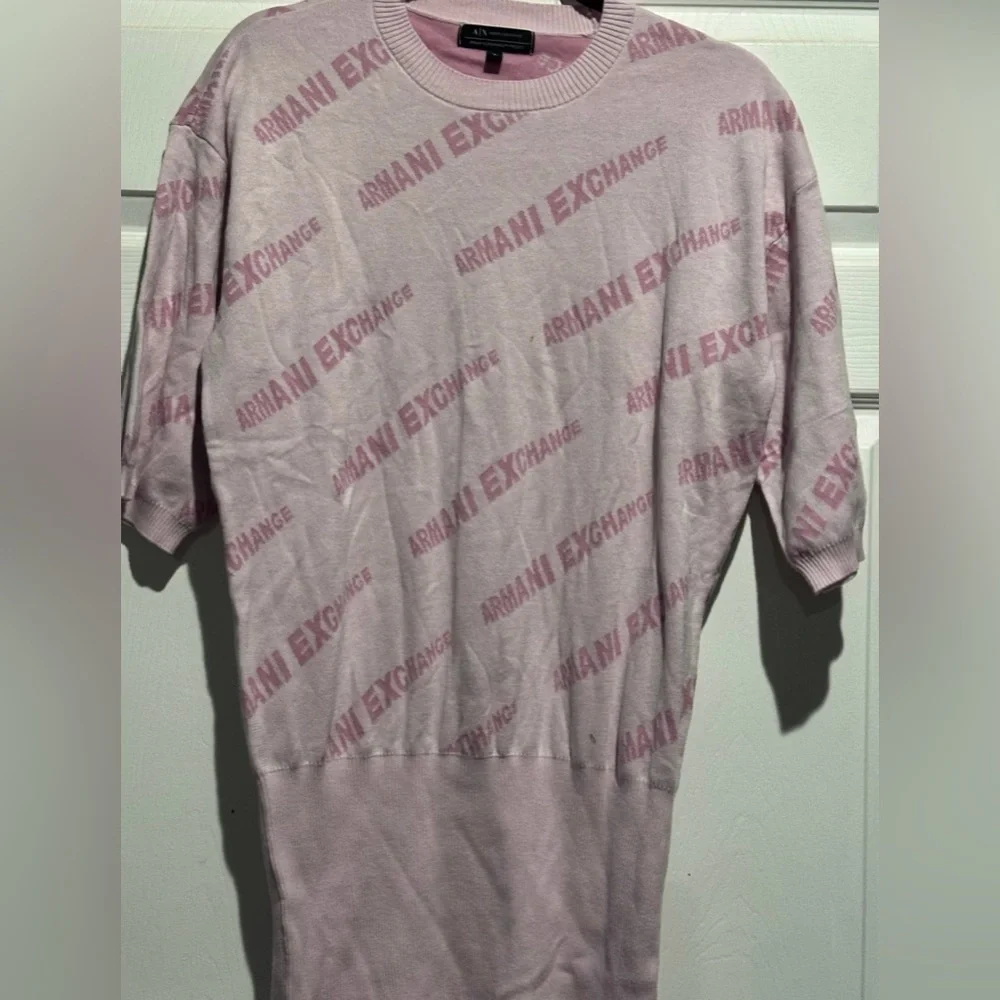 Armani Exchange Women's Short
Sleeved Password Print Knit
Bodycon Sweater Dress - Picture 5 of 6